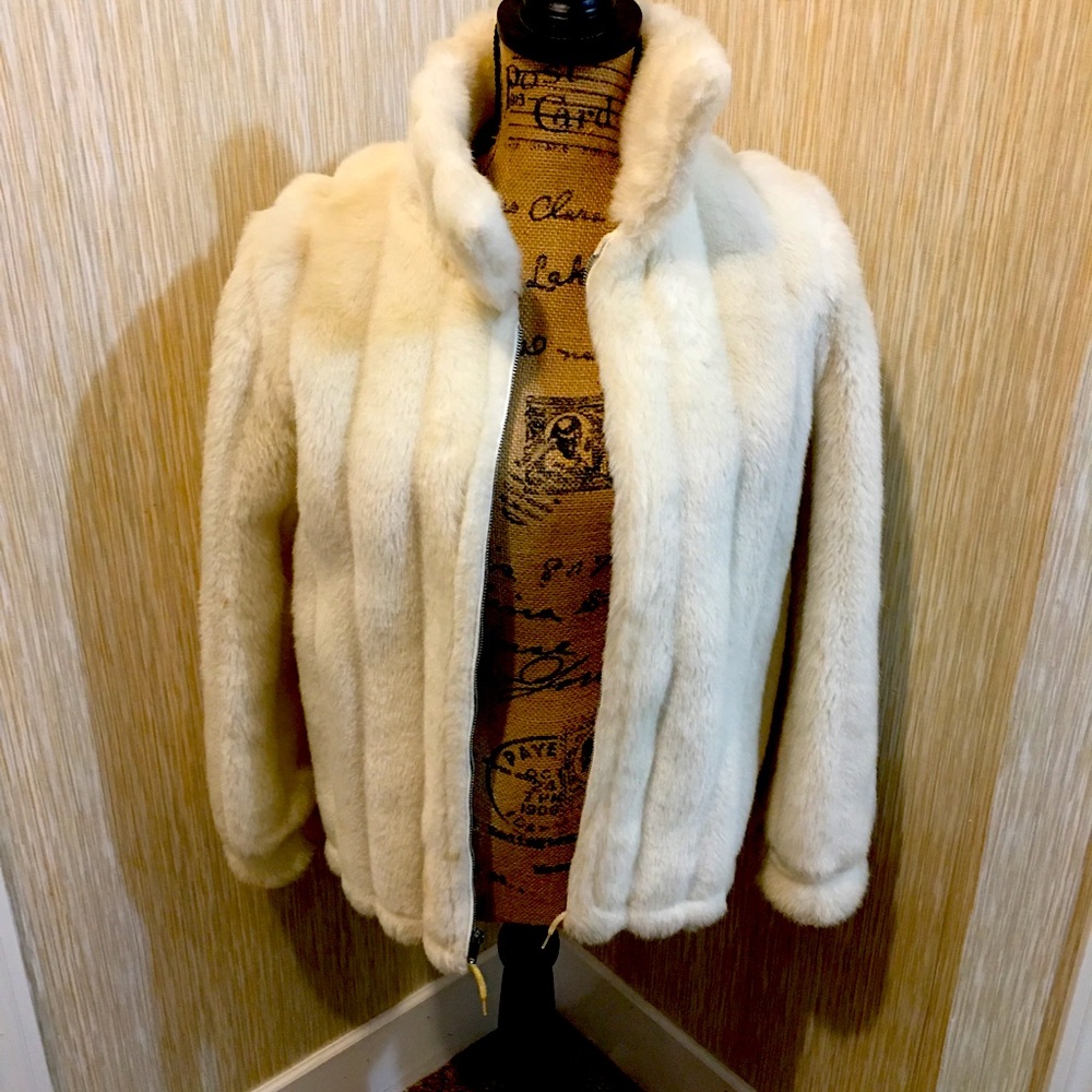 Beige fur coat